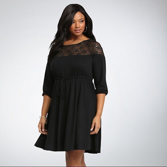 torrid Dresses & Skirts - Torrid Lace Inset Tie Waist Skater Dress